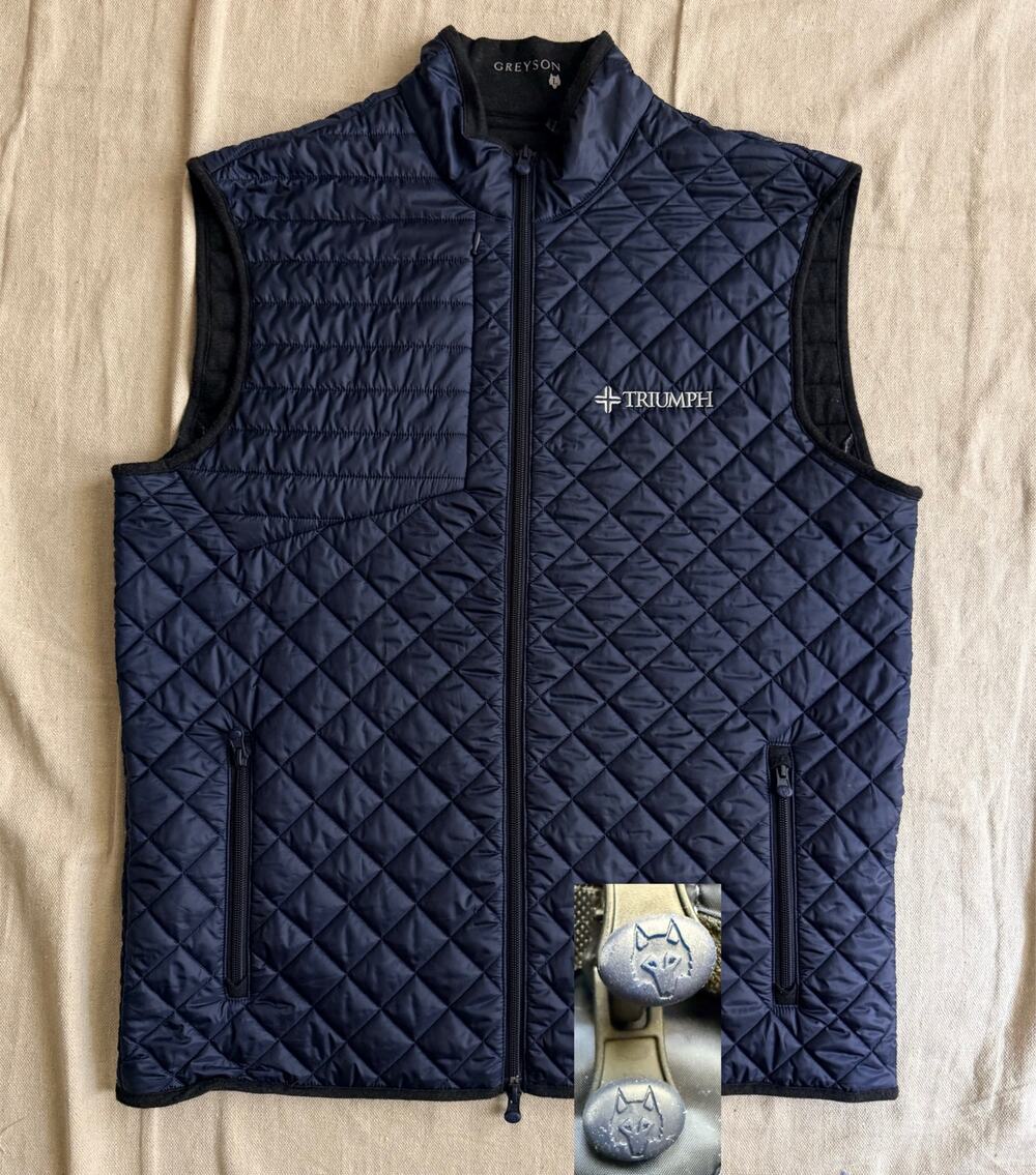 Greyson Quilted Vest Men L Yukon Navy Blue Full Zip Golf Performance Puffer Golf